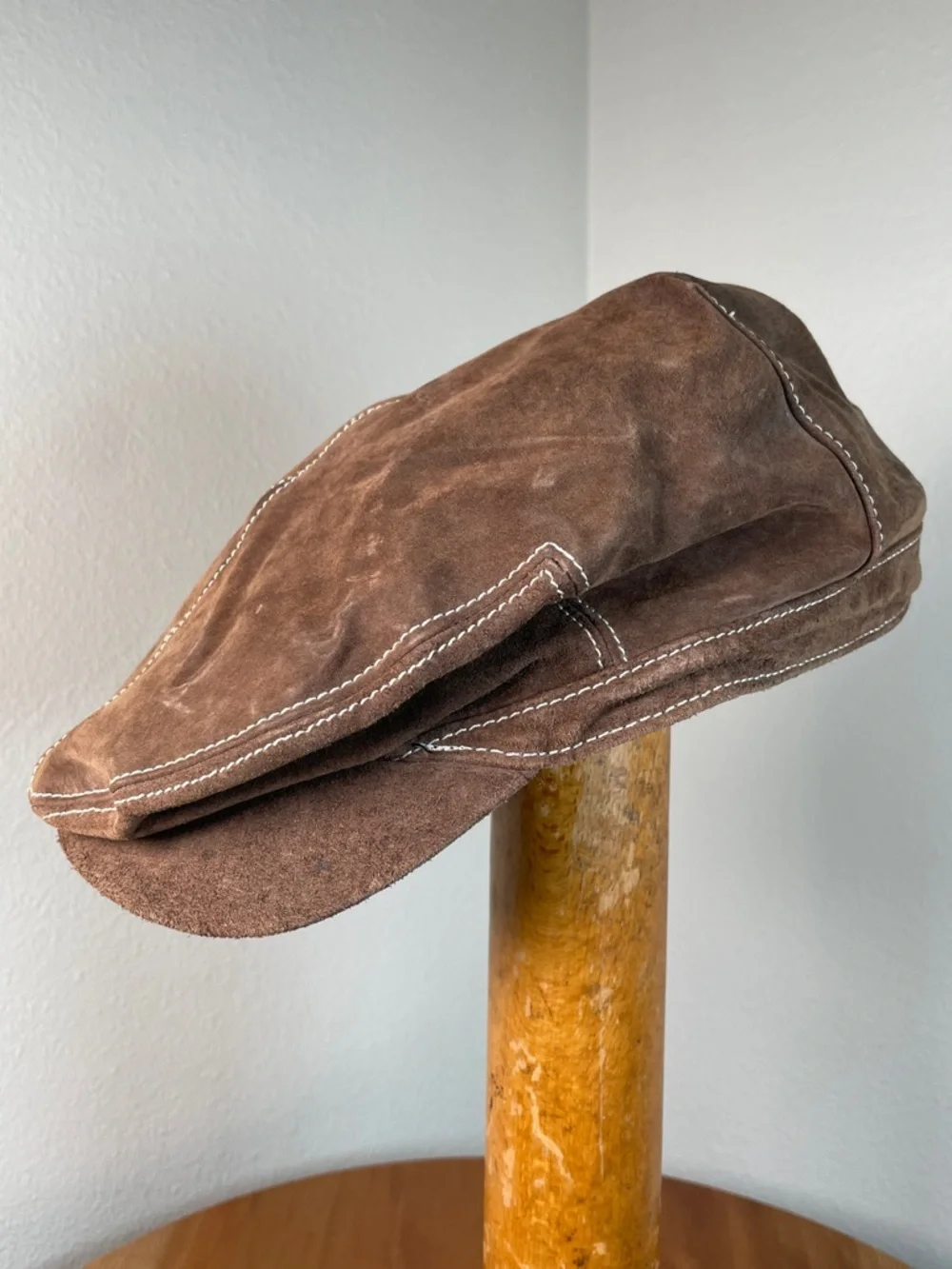 Goorin Brown Leather Flatcap Cap Cabbie Newsboy Size Medium